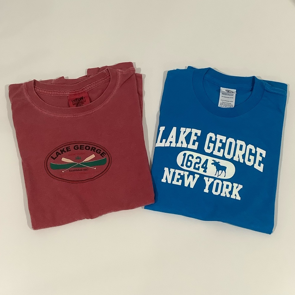 NEW & EUC Lot Of 2 Boys Lake George Short Sleeve T-shirts Size Large
